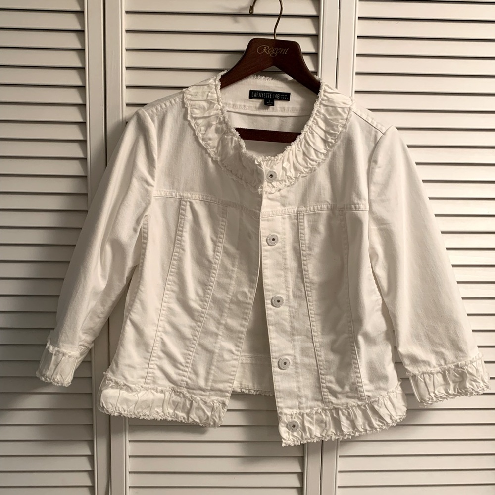 Lafayette 148 New York White Denim Jacket - 6